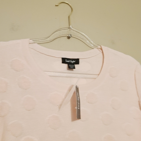Lord & Taylor | Peach Polka Dot Crewneck Sweater - Picture 3 of 11